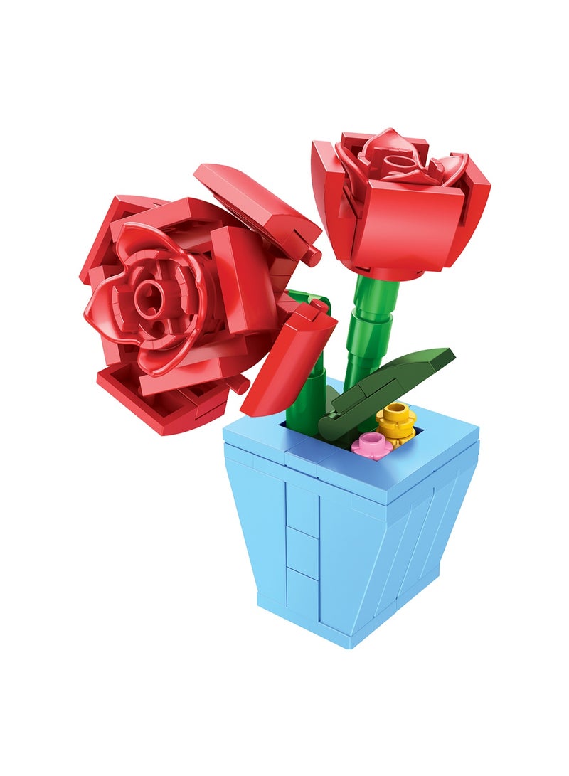 ThinkerPlace 8-in-1 Flowers Roses (+85 Pieces) | Learn About Plant Kingdom | Building Block Set for Kids Age 7+ | STEM Educational Toy | Build, Collect & Create Flower Pen Stand - Image 1