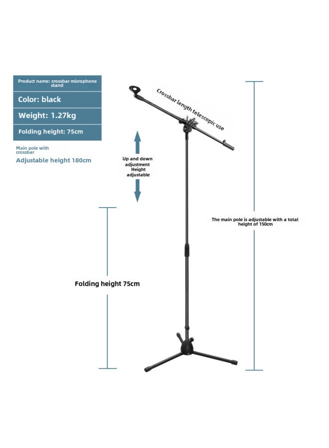 Neutral Direct Microphone Stand Mobile Phone Live Microphone Stand Stage Floor Vertical Crossbar Tripod - Image 1