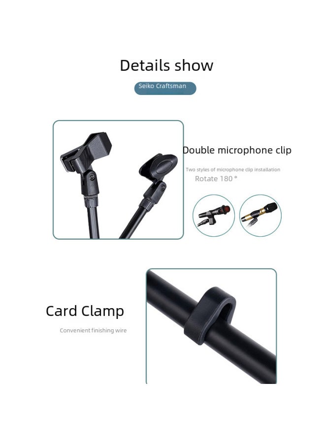 Neutral Direct Microphone Stand Mobile Phone Live Microphone Stand Stage Floor Vertical Crossbar Tripod - Image 3