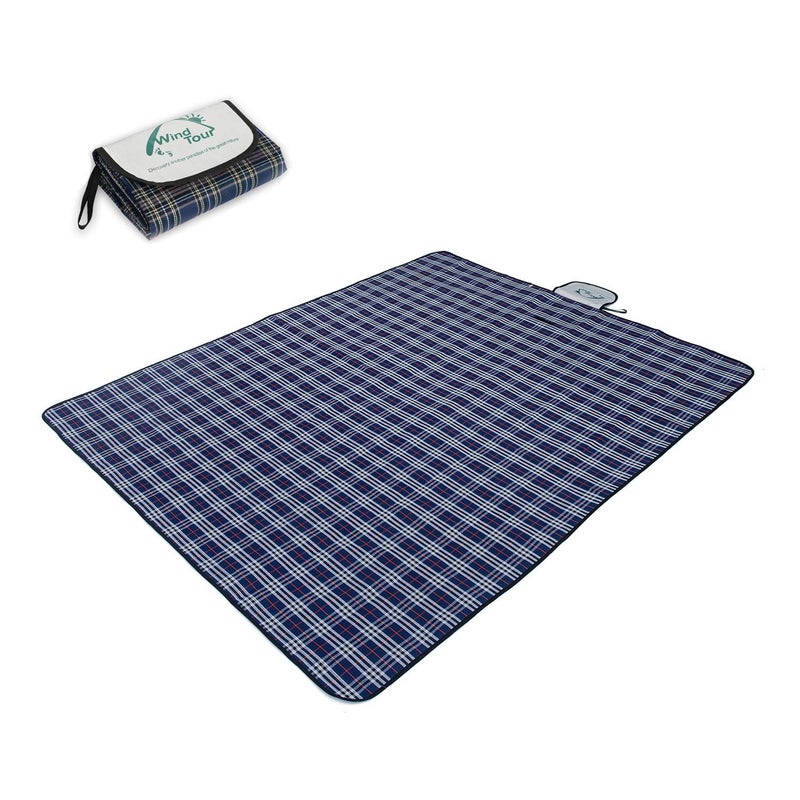 Wind Tour Waterproof Picnic Blanket with Carry Strap - Foldable Sandproof Outdoor Mat for Camping, Beach, Park - 59" x 71",Navy Blue(Single Mat) - Image 1