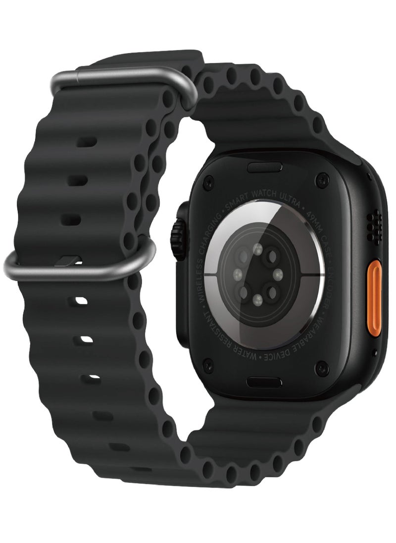 FT8 Pro Smart Watch Amoled 2.02 Inch Display With 1 Extra Strap Wireless Charger, Black