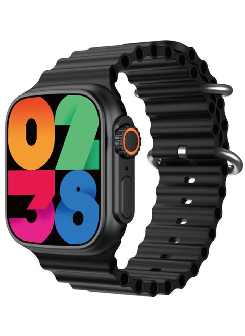 FT8 Pro Smart Watch Amoled 2.02 Inch Display With 1 Extra Strap Wireless Charger, Black