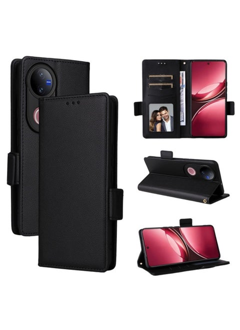 Luxury Flip PU Leather Protective Phone Case for Vivo V50, Magnetic Card Insertion Stand Cover