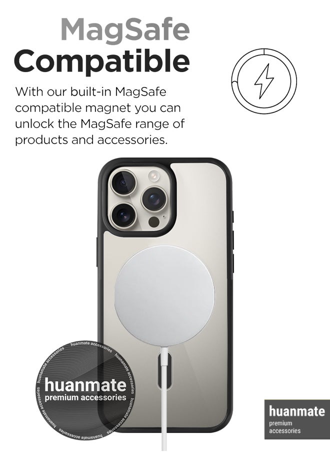 huanmate - Apple iPhone 16 Pro MagSafe Case Clear/Black- High Quality Strong Magnet, Wireless Charging Compatible, Shockproof Protection, Ultra Slim Anti-Scratch Magnetic Cover for Apple iPhone 16 Pro - Image 1