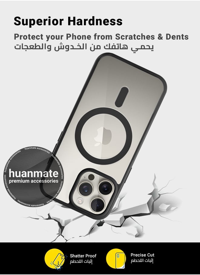 huanmate - Apple iPhone 16 Pro MagSafe Case Clear/Black- High Quality Strong Magnet, Wireless Charging Compatible, Shockproof Protection, Ultra Slim Anti-Scratch Magnetic Cover for Apple iPhone 16 Pro - Image 1