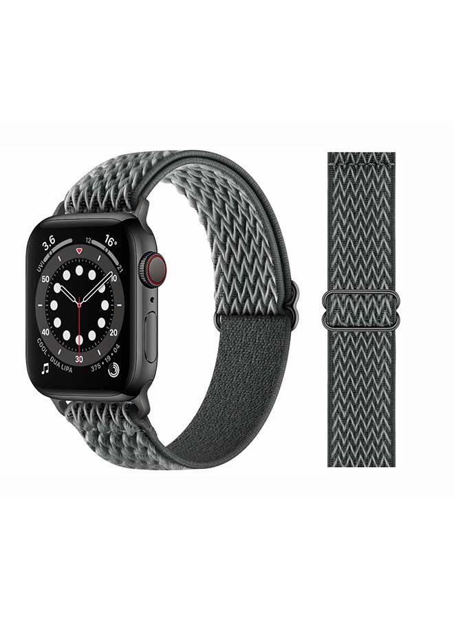 NIBEMINENT Wavy Adjustable Braided Solo Band for Apple Watch Series 6/SE/5/4/3/2/1 44/42mm Grey - Image 1