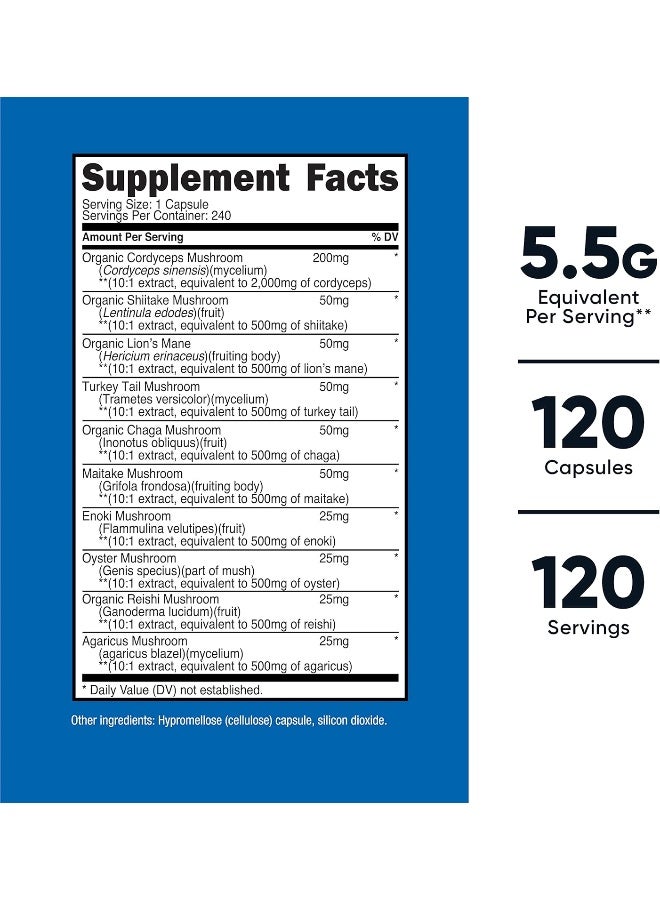 Nutricost مكمل مركب الفطر، 120 كبسولة - مزيج 10 فطر مع ريشي، مايتاكي، شيتاكي، ليوين مان، وأكثر - خالي من الكائنات المعدلة وراثيًا وخالي من الغلوتين - Image 3