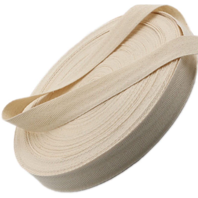 Warmadorn 112 Inch Cotton Twill Tape Ribbon 55 Yard Soft Natural Webbing Tape Roll Herringbone Bias Tape for Sewing DIY Crafts Home Decor Beige