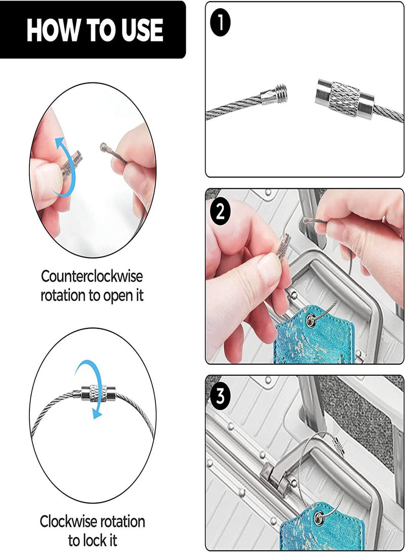 مجموعة بطاقات تعريف الأمتعة للسفر، عبوة 2 لحماية الخصوصية، بطاقات جلدية PU متينة مع حلقات من الفولاذ المقاوم للصدأ، بطاقة تعريف اسم معتمدة من TSA للأمتعة - Image 3