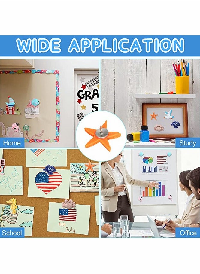 Excefore Push Pins, 36 Pieces Colorful Decorative Thumb Tacks Drawing Pins,  Sea Creatures Pushpins for Cork Board Photo Wall Maps Bulletin Board Office Organization Home Decor  - Image 2