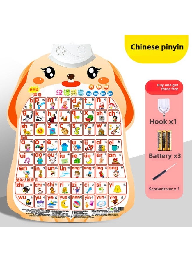 Loquat Chinese Pinyin Alphabet Wall Sticking Spelling Training Learning Initial Vowels First Grade Early Education Audio Wall Chart-Specifications:Chinese Pinyin (rabbit Style) - Image 1