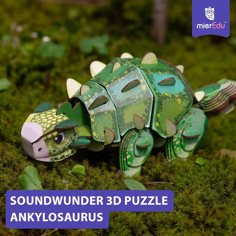 MierEdu Gulf climate tested upgraded quality mierEdu - Soundwunder 3D Puzzle Ankylosaurus - Interactive 3D Puzzle with Sound Module - Educational Toy for Children from 6 Years, Easy to Assemble Universal design - Image 4