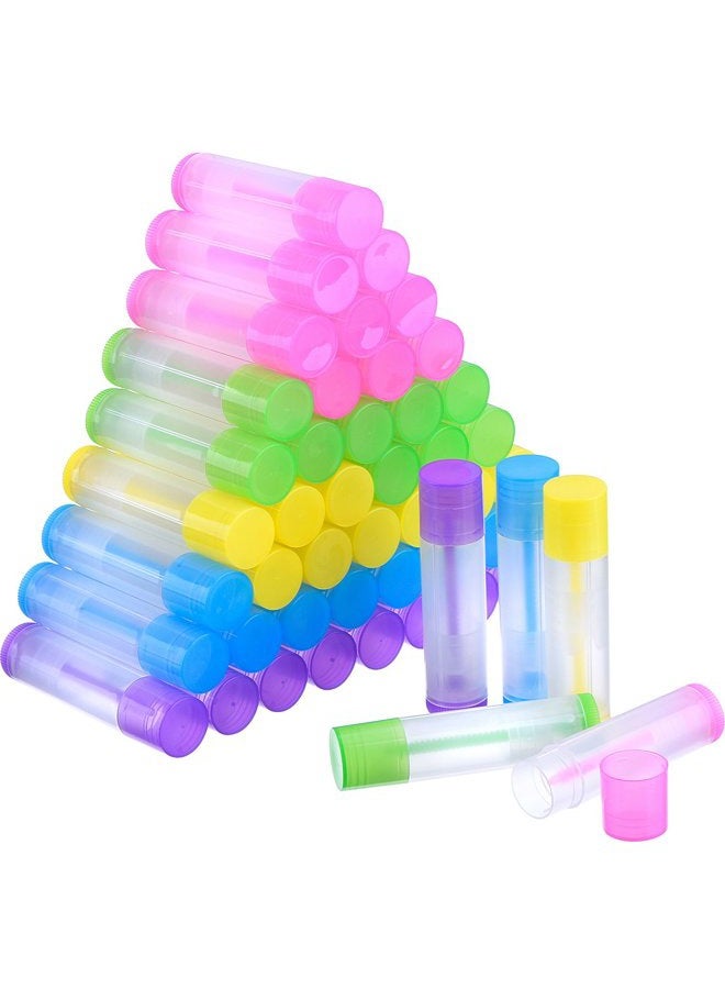 eBoot 50 Pieces Lip Balm Empty Container Clear Tubes with Twist Bottom and Top Cap, 3/16 Oz (5.5 ml) (Multicolor) - Image 1