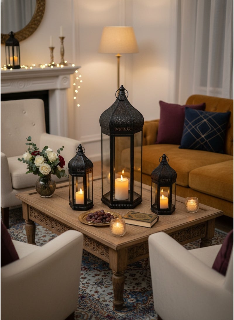 ليفينج مجموعة فوانيس رمضان 3 قطع اسود - Image 1