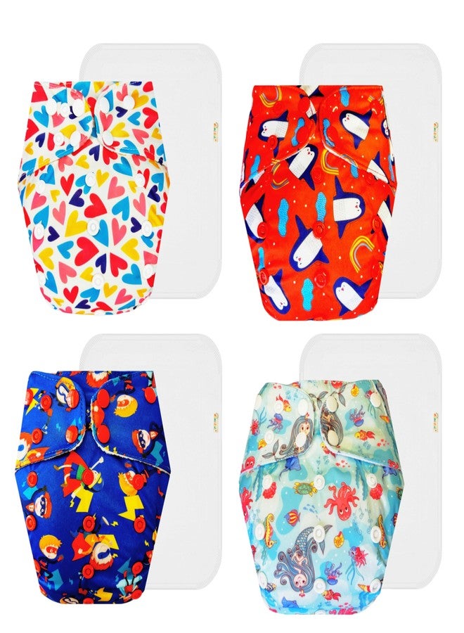 Dumbledo Premium Cloth Diaper with Cotton Insert (Pack of 4) | Soft & Gentle | Leakproof | Travel Friendly | Worry-Free Diapering | 3 Months - 3 Years | Unisex Baby - Image 1