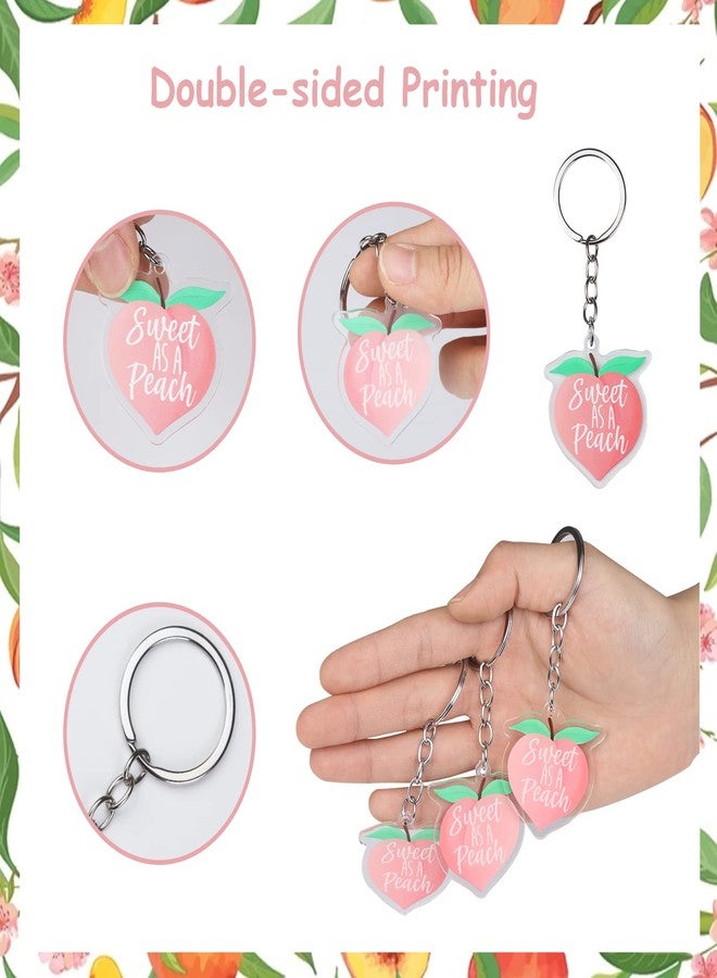 Serencatcher Sweet As a Peach Party Favors, Little Cutie Party Favors with 24pcs Peach Keychains Sweet As a Peach Tag Pink Organza Bags for Boys Girls Fruit Theme Birthday Party Supplies Decorations School Rewards - Image 5