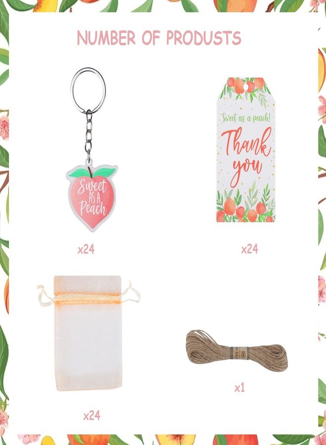 Serencatcher Sweet As a Peach Party Favors, Little Cutie Party Favors with 24pcs Peach Keychains Sweet As a Peach Tag Pink Organza Bags for Boys Girls Fruit Theme Birthday Party Supplies Decorations School Rewards - Image 4