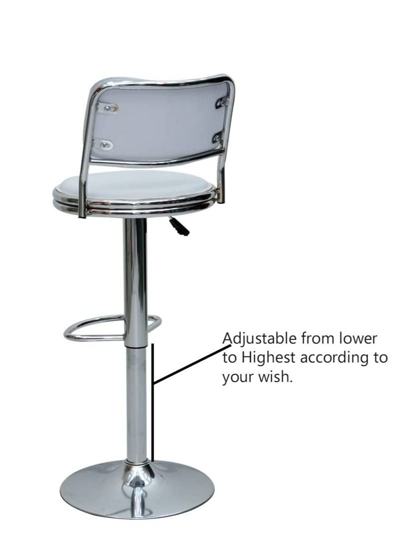KARNAK Executive bar stool Karnak Faux Leather and Metal Base Adjustable Bar Chair For kitchen & Bar Counter, 360 Degree Rotating Seat K-213 (White)  - Image 2