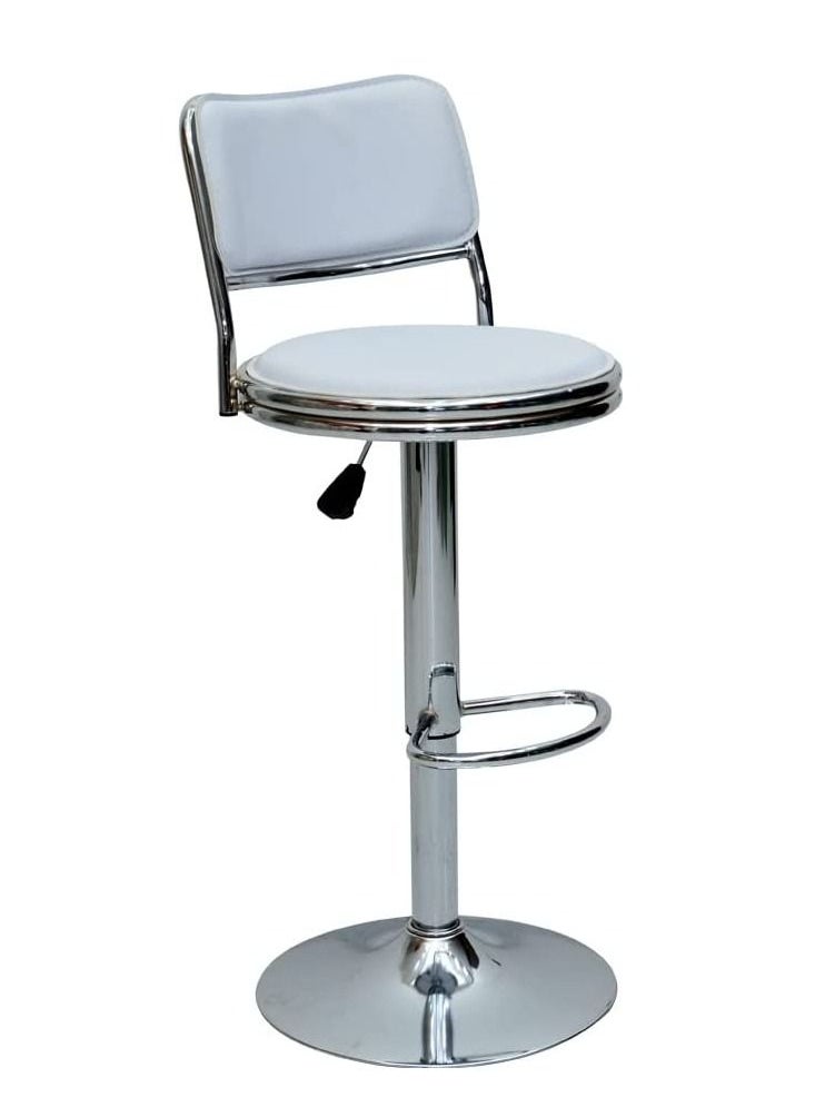 KARNAK Executive bar stool Karnak Faux Leather and Metal Base Adjustable Bar Chair For kitchen & Bar Counter, 360 Degree Rotating Seat K-213 (White)  - Image 1