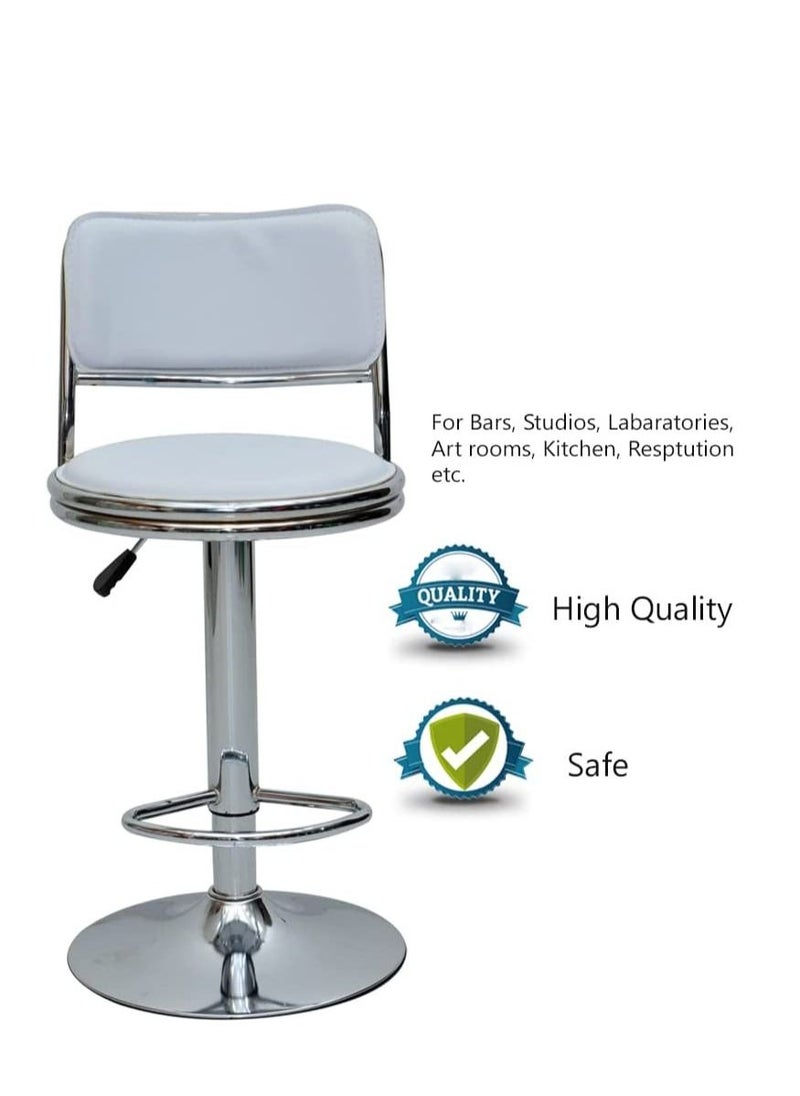 KARNAK Executive bar stool Karnak Faux Leather and Metal Base Adjustable Bar Chair For kitchen & Bar Counter, 360 Degree Rotating Seat K-213 (White)  - Image 3