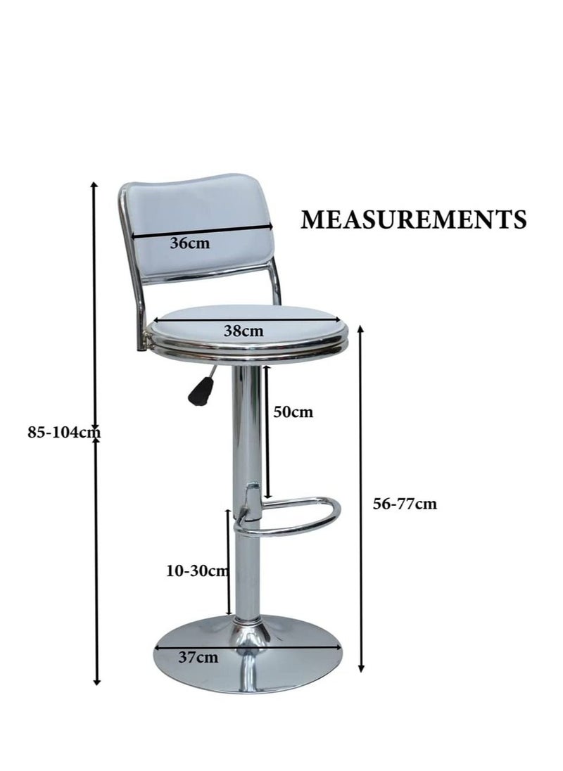 KARNAK Executive bar stool Karnak Faux Leather and Metal Base Adjustable Bar Chair For kitchen & Bar Counter, 360 Degree Rotating Seat K-213 (White)  - Image 4