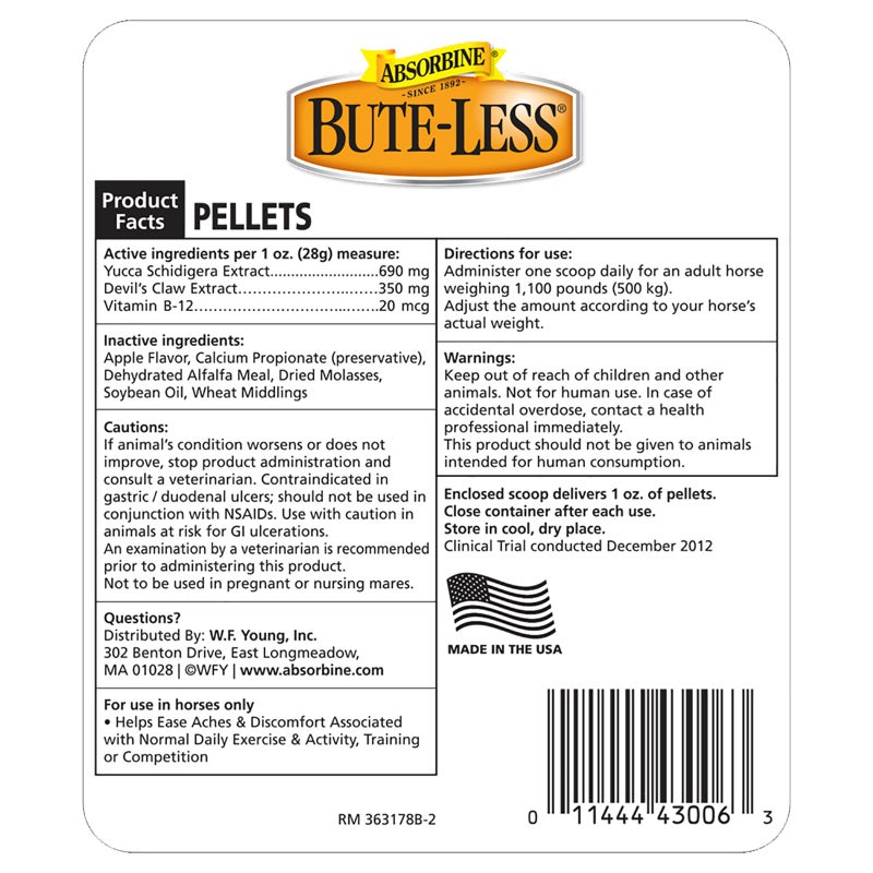 Absorbine Bute-Less Comfort & Recovery Supplement Pellets, Healthy Inflammatory Response, 5 lb / 80 Day Supply - Image 2