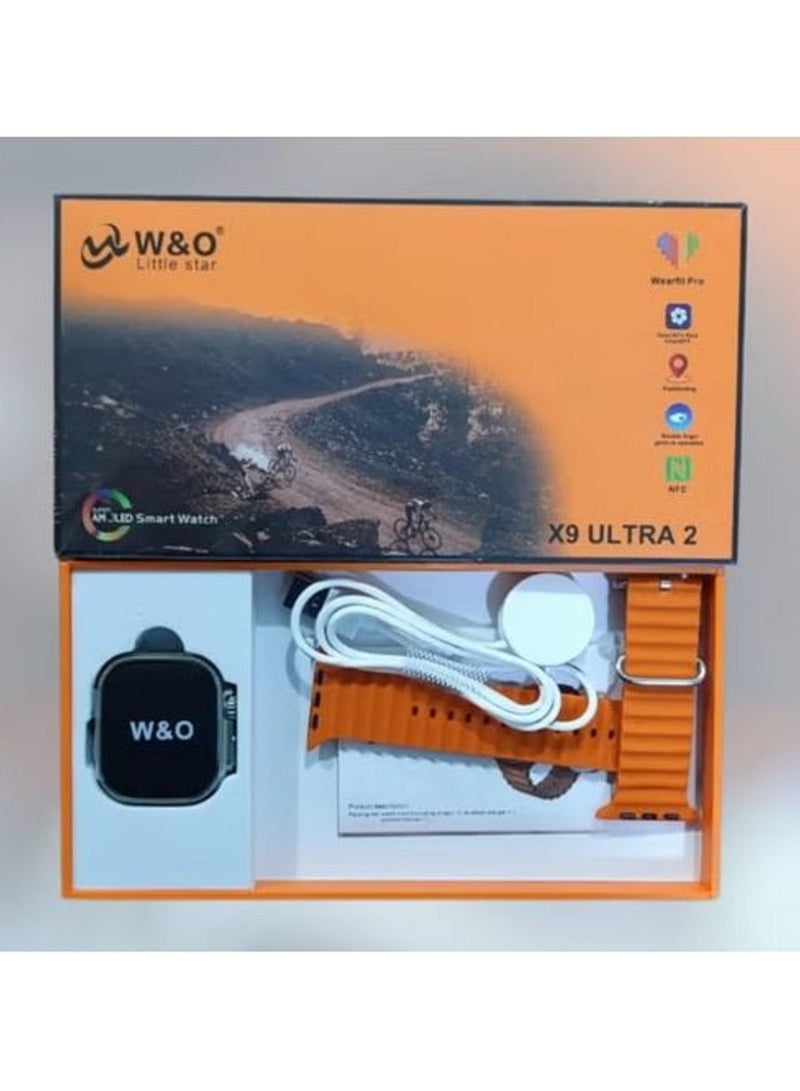 W&O X9 Plus Ultra 2 (Super AMOLED) Screen Smart Watch (49mm/2.2inch) Full Screen | Aluminum Case With 2 straps Silicone & Fabric | Wireless Charge - Image 4