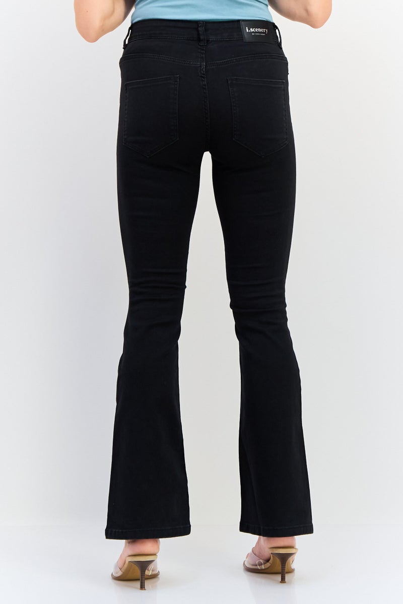 VERO MODA I Scenery By Vero Moda Women Regular Fit Mid Rise Solid Stretchable Bootcut Jeans, Black  - Image 4