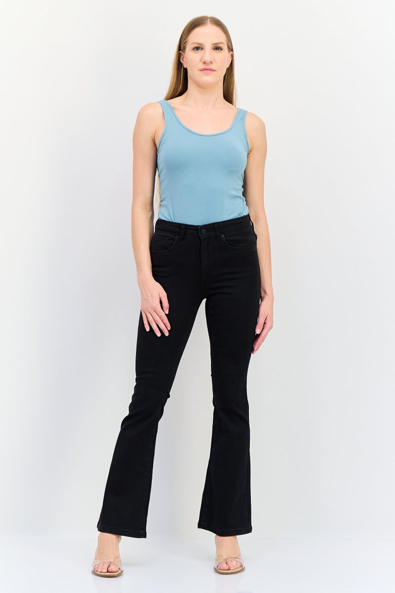 VERO MODA I Scenery By Vero Moda Women Regular Fit Mid Rise Solid Stretchable Bootcut Jeans, Black  - Image 2