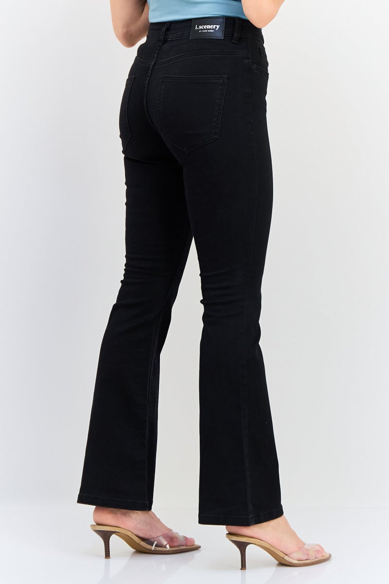 VERO MODA I Scenery By Vero Moda Women Regular Fit Mid Rise Solid Stretchable Bootcut Jeans, Black  - Image 3