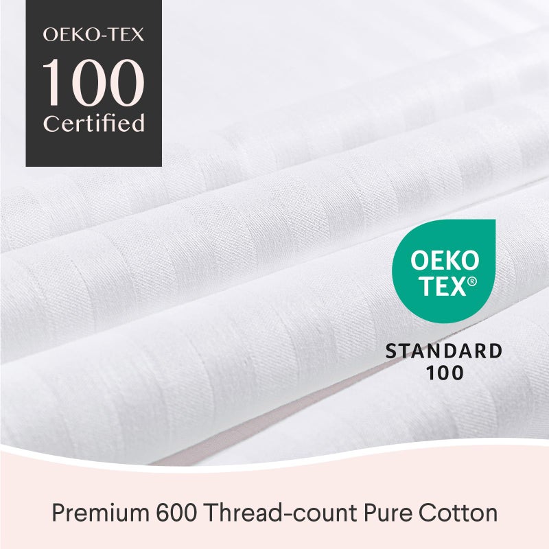 FAUNNA 600TC 100% Cotton Pillow Protectors, Queen Size (20x30), 2 Pack, Oeko-TEX Certified, Hotel Grade Pillow Cover with Silent Zipper, Zip Up Pillow Cases, White - Image 2