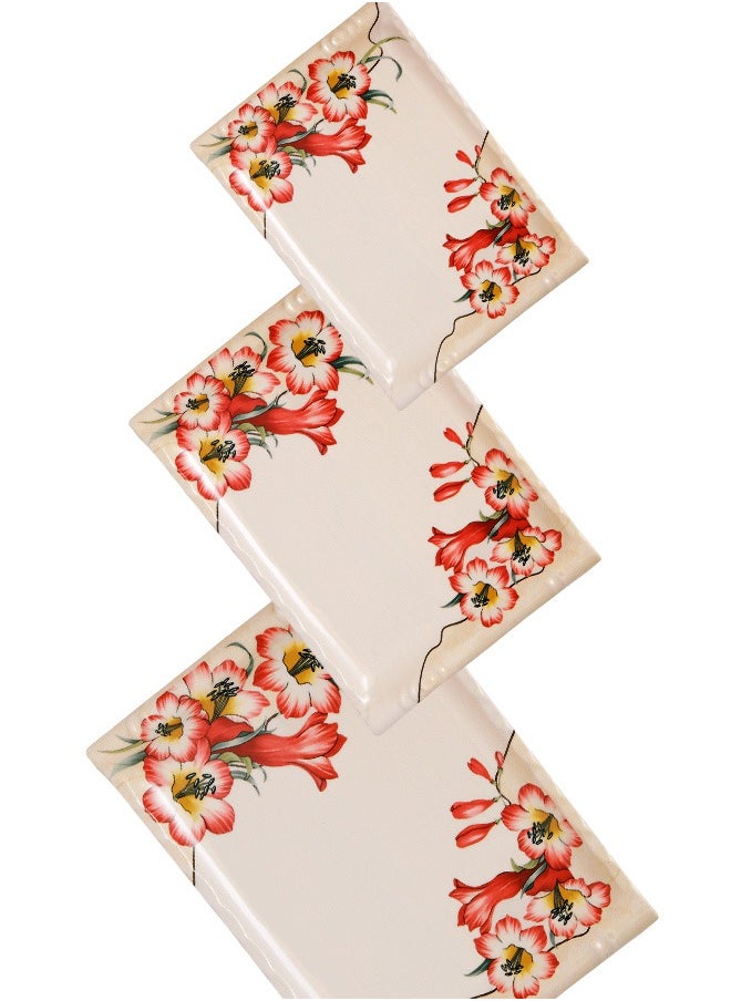 A TO Z Floral Melamine Serving Tray Set – 3 Pcs, Premium Quality, Scratch Resistant & Unbreakable, BPA-Free, 33x38x44.5 cm, Design 220| Dishwasher Safe, Ideal for Daily Use & Parties  - Image 5