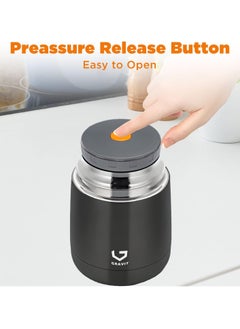 Gravit Insulated Food Jar Lunch Box 650ml - Stainless Steel Thermos with Folding Spoon, Keeps Food Hot/Cold, Leak-Proof, Ideal for Baby Food, School Lunches, Office Meals (Black)  - Image 4