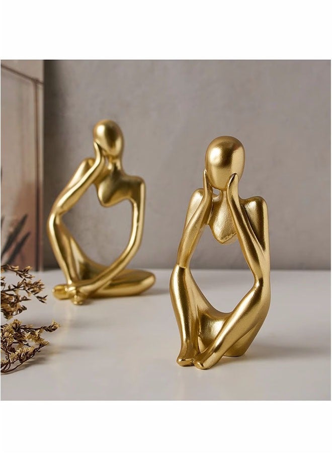 3-Piece Gold Statue Decor, Thinker Abstract Art Resin Sculpture for Home, Living Room, Office Decoration - Image 5