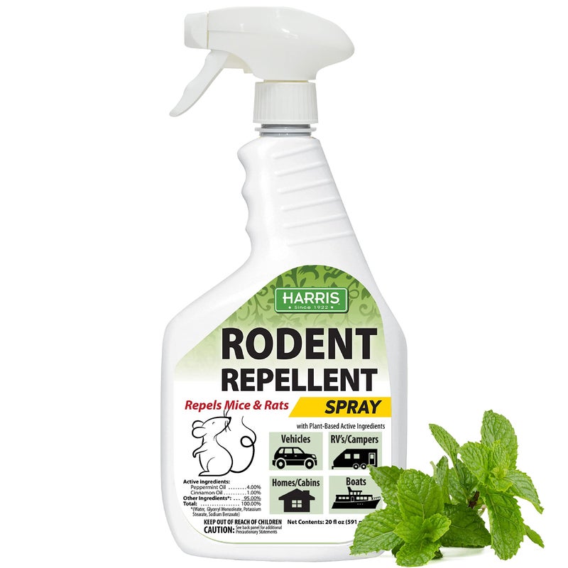 Harris Peppermint Oil Mice & Rodent Repellent Spray for House and Car Engines, Humane Mouse Trap Substitute, 20oz - Image 1