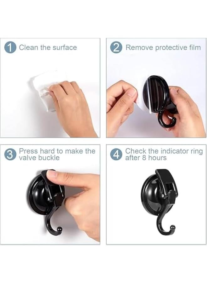 هوكور Portalov 2 Pcs Suction Cup Hooks,Removable Black Shower Suction Hooks,Heavy Duty Vacuum Suction Cups with Hooks, Reusable Bathroom Suction Hooks for Tile, Wall,Window,Glass Door - Image 4