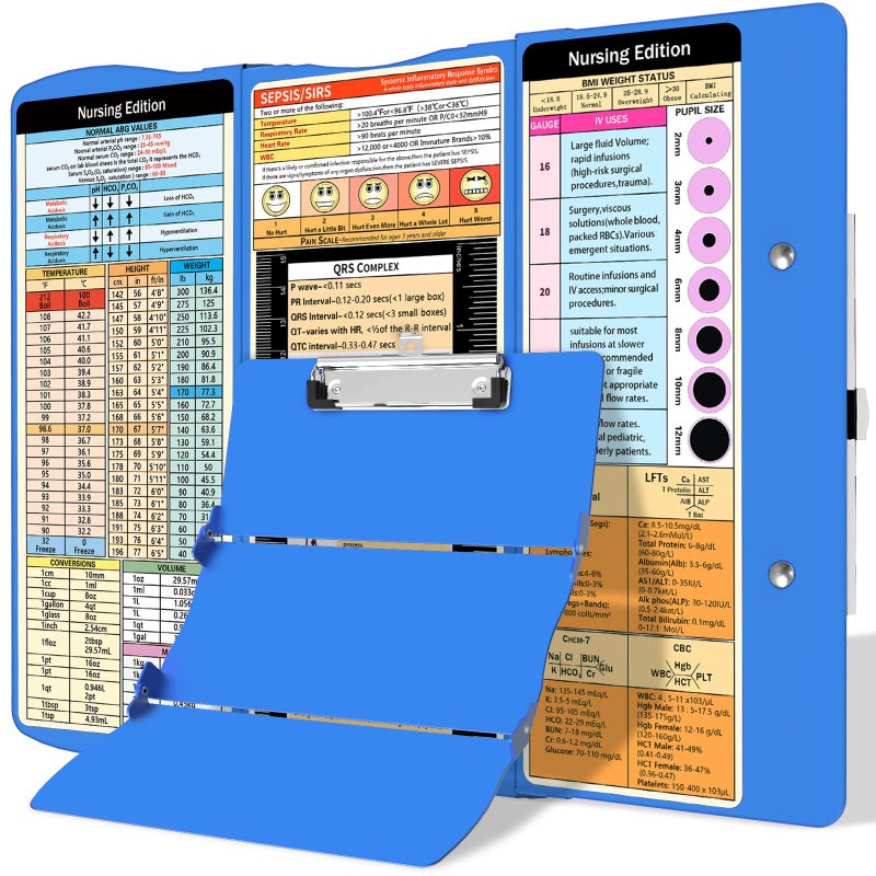 Trustnice Nursing Clipboard Foldable Clipboard Medical: Edition Cheat Sheets Aluminum 3 Layers Foldable Clipboards Nursing Pocket Size Profile Clip Nurse Clipboards Notepad for Nurses Students and Doctors - Image 1