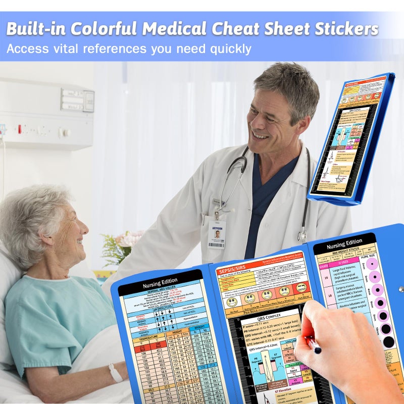 Trustnice Nursing Clipboard Foldable Clipboard Medical: Edition Cheat Sheets Aluminum 3 Layers Foldable Clipboards Nursing Pocket Size Profile Clip Nurse Clipboards Notepad for Nurses Students and Doctors - Image 3