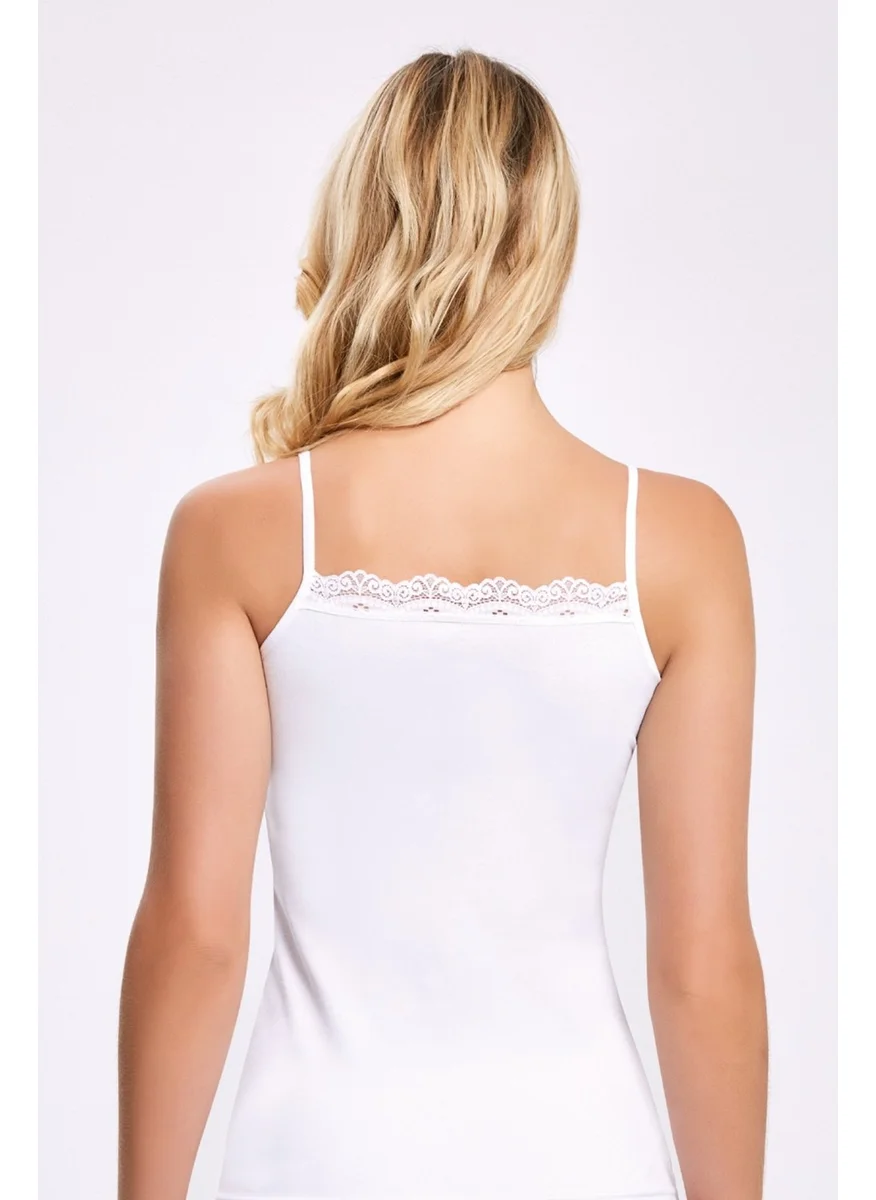 İlke İç Giyim İlke Underwear Women's V Neck Lace Rope Strap Undershirt