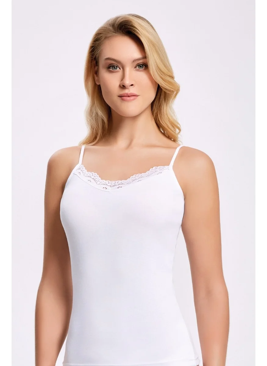 İlke İç Giyim İlke Underwear Women's V Neck Lace Rope Strap Undershirt