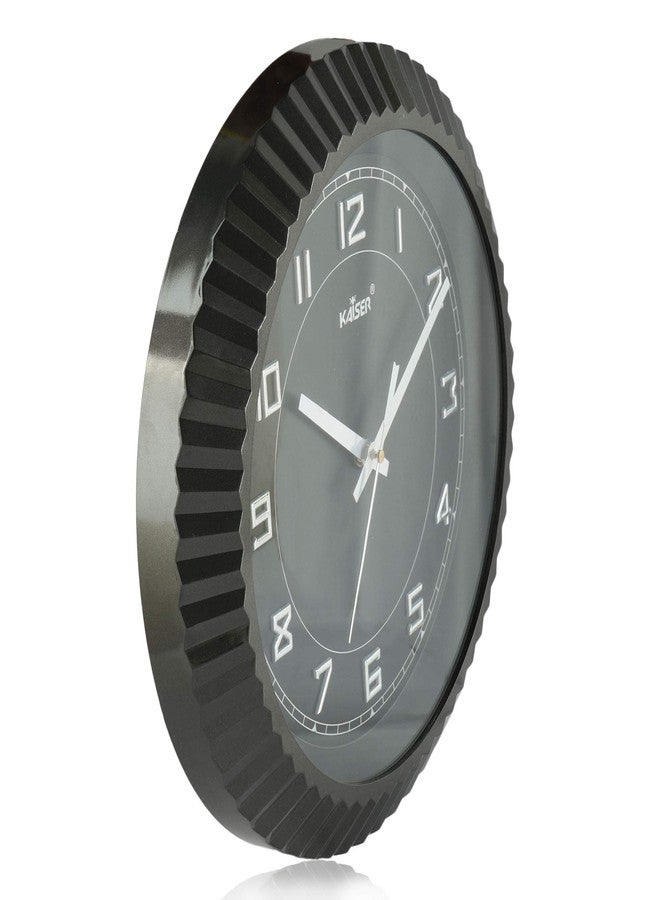 KAISER 12 Inch Quartz Wall Clock - Soft Ticking Decorative Plastic Analog Clock for Home & Office (Gunmetal) - Image 3