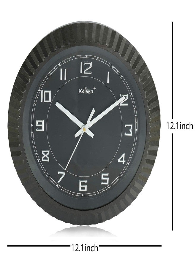KAISER 12 Inch Quartz Wall Clock - Soft Ticking Decorative Plastic Analog Clock for Home & Office (Gunmetal) - Image 2
