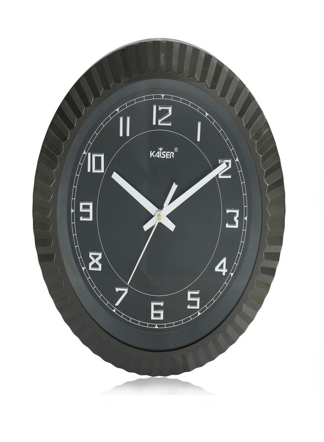 KAISER 12 Inch Quartz Wall Clock - Soft Ticking Decorative Plastic Analog Clock for Home & Office (Gunmetal) - Image 1
