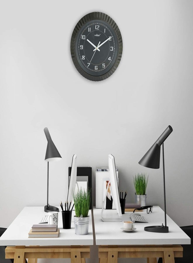 KAISER 12 Inch Quartz Wall Clock - Soft Ticking Decorative Plastic Analog Clock for Home & Office (Gunmetal) - Image 4