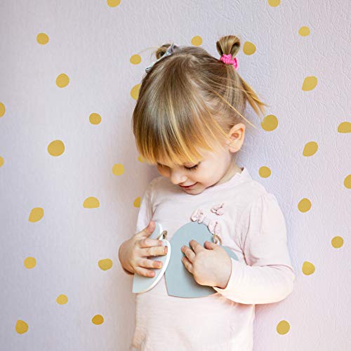 The Boho Design Hand Drawn Circle Dots Wall Decals Peel and Stick for Kids, Baby Bedroom Nursery and Living Room. 144 pcs Vinyl Wall Stickers Decor (Gold) - Image 3