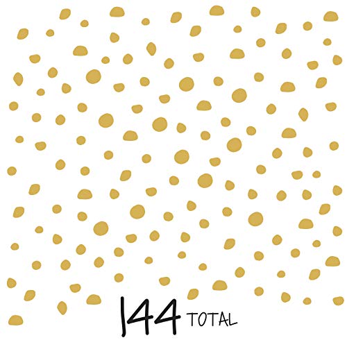 The Boho Design Hand Drawn Circle Dots Wall Decals Peel and Stick for Kids, Baby Bedroom Nursery and Living Room. 144 pcs Vinyl Wall Stickers Decor (Gold) - Image 4