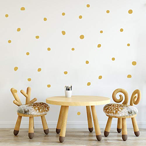The Boho Design Hand Drawn Circle Dots Wall Decals Peel and Stick for Kids, Baby Bedroom Nursery and Living Room. 144 pcs Vinyl Wall Stickers Decor (Gold) - Image 2