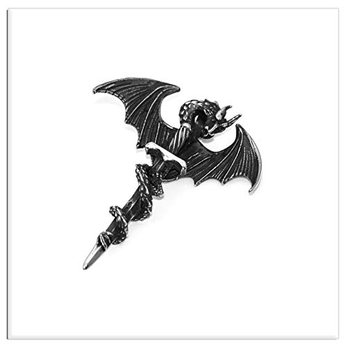 Xusamss Punk Rock Titanium Steel Sword Pendant Wings Dragon Necklace with 24inches Chain - Image 5
