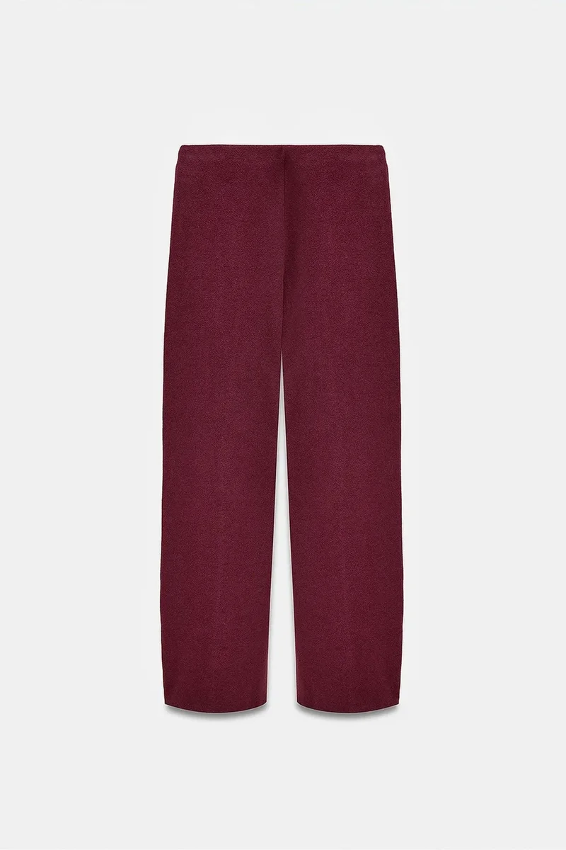 Dilvin Burgundy Red DILVIN Women’s High-waist Wide-leg Knit Trousers for Women | Best Price UAE