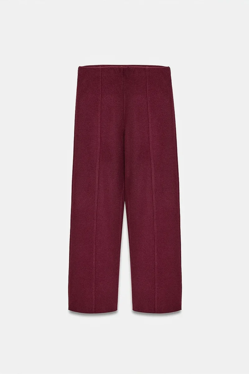 Dilvin Burgundy Red DILVIN Women’s High-waist Wide-leg Knit Trousers for Women | Best Price UAE
